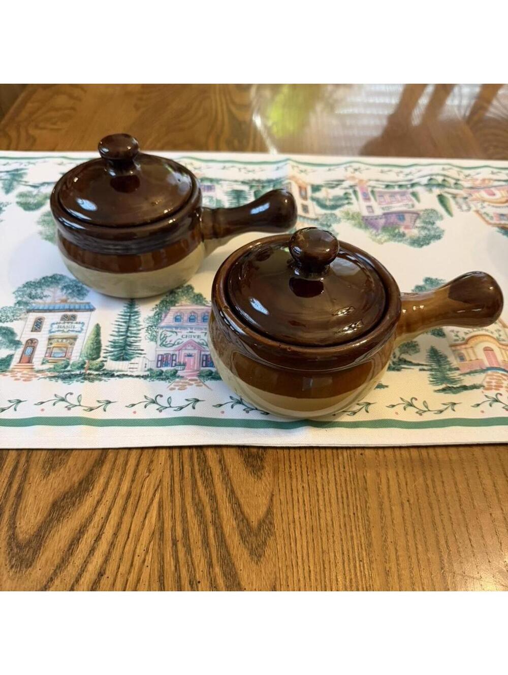 Vintage Ceremic French Onion Soup Crocks
